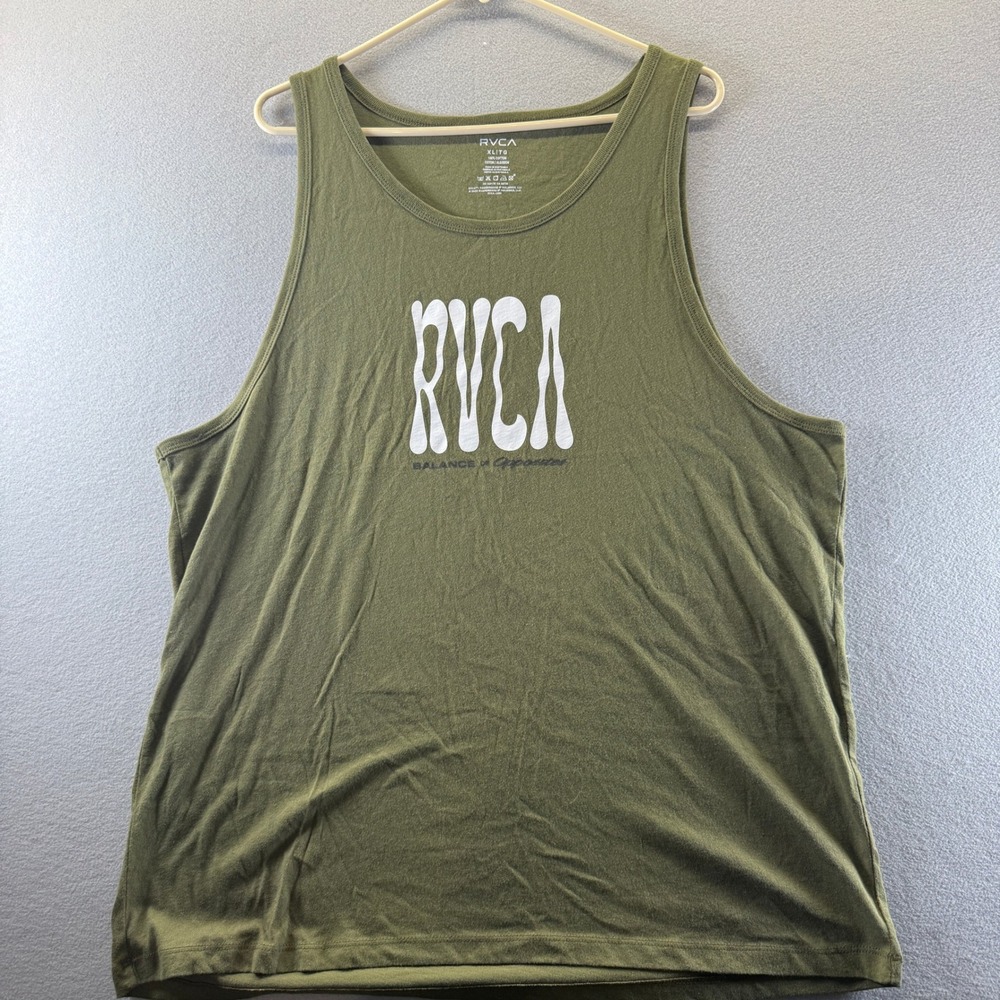 RVCA Mens Balance of Opposites Graphic Tank Top Olive Green XL Sleeveless Shirt